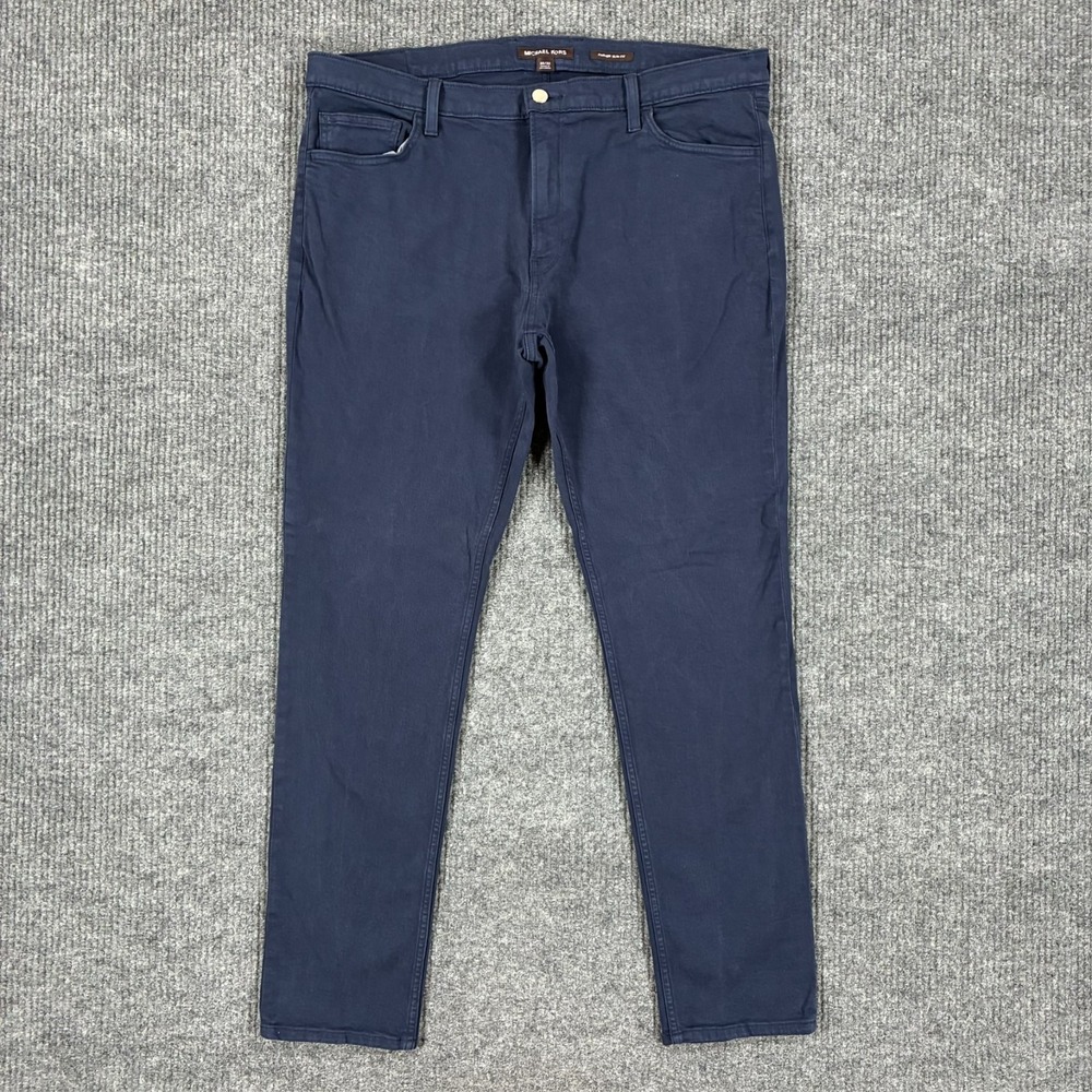 Michael Kors Parker Slim Fit Pants‎ Mens Size 38x32 Blue Straight Chino Mid Rise